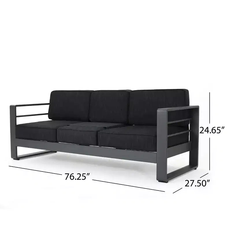 Christopher Knight Home Cape Coral Salon de jardin 7 places en aluminium avec foyer