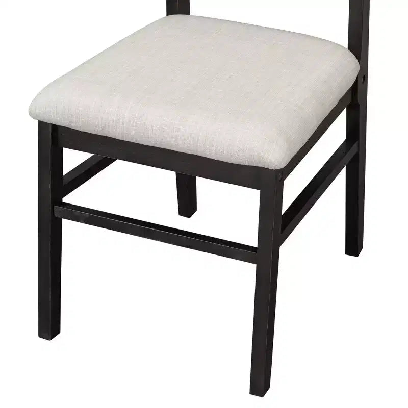 Ensemble table de salle à manger 6 pièces avec chaises rembourrées et banc, style rustique fermier, naturel/espresso-ModernLuxe