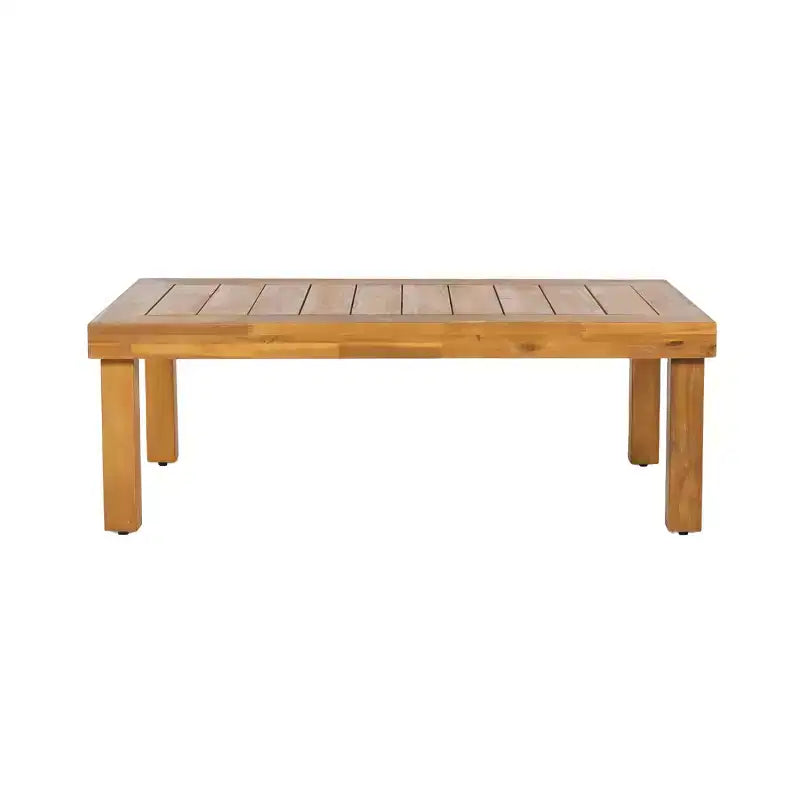 Christopher Knight Home Percy, ensemble de 4 meubles de patio en bois d'acacia, canapé d'angle en L rembourré avec table basse