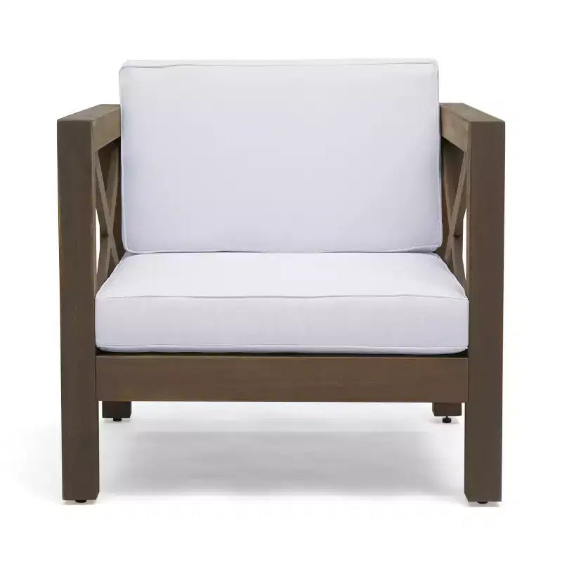 Christopher Knight Home Brava Ensemble de conversation d'extérieur 4 places en bois d'acacia avec coussins