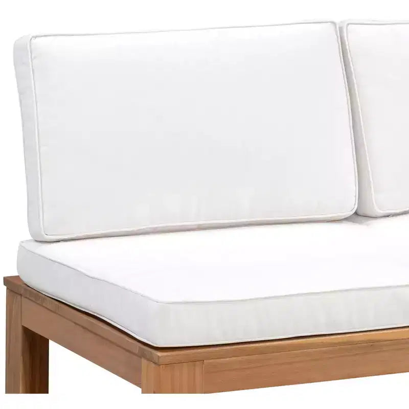 Ensemble de canapé modulaire 2 pièces et chaise longue convertible avec finition en bois naturel - Teamson Home : Cadre en acacia massif et coussins résistants aux intempéries