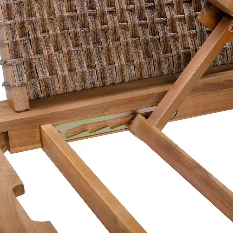 Ensemble de canapé modulaire 2 pièces et chaise longue convertible avec finition en bois naturel - Teamson Home : Cadre en acacia massif et coussins résistants aux intempéries