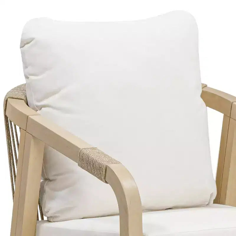 Ensemble de salle à manger d'extérieur en bois 5 pièces avec coussins, bois d'eucalyptus naturel - Teamson Home : Sièges avec coussins épais et grande table à manger