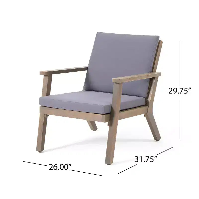 Christopher Knight Home Temecula Ensemble de conversation 5 pièces pour extérieur avec fauteuil de club et ottoman en bois d'acacia avec coussins