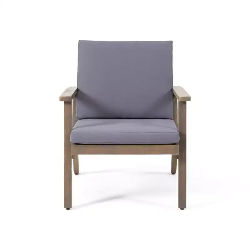 Christopher Knight Home Temecula Ensemble de conversation 5 pièces pour extérieur avec fauteuil de club et ottoman en bois d'acacia avec coussins