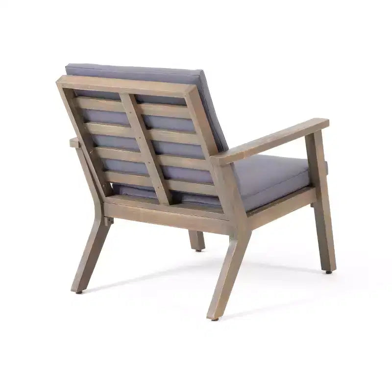 Christopher Knight Home Temecula Ensemble de conversation 5 pièces pour extérieur avec fauteuil de club et ottoman en bois d'acacia avec coussins
