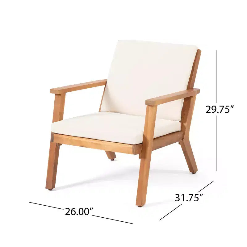 Christopher Knight Home Temecula Ensemble de conversation 5 pièces pour extérieur avec fauteuil de club et ottoman en bois d'acacia avec coussins