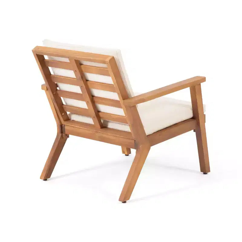 Christopher Knight Home Temecula Ensemble de conversation 5 pièces pour extérieur avec fauteuil de club et ottoman en bois d'acacia avec coussins
