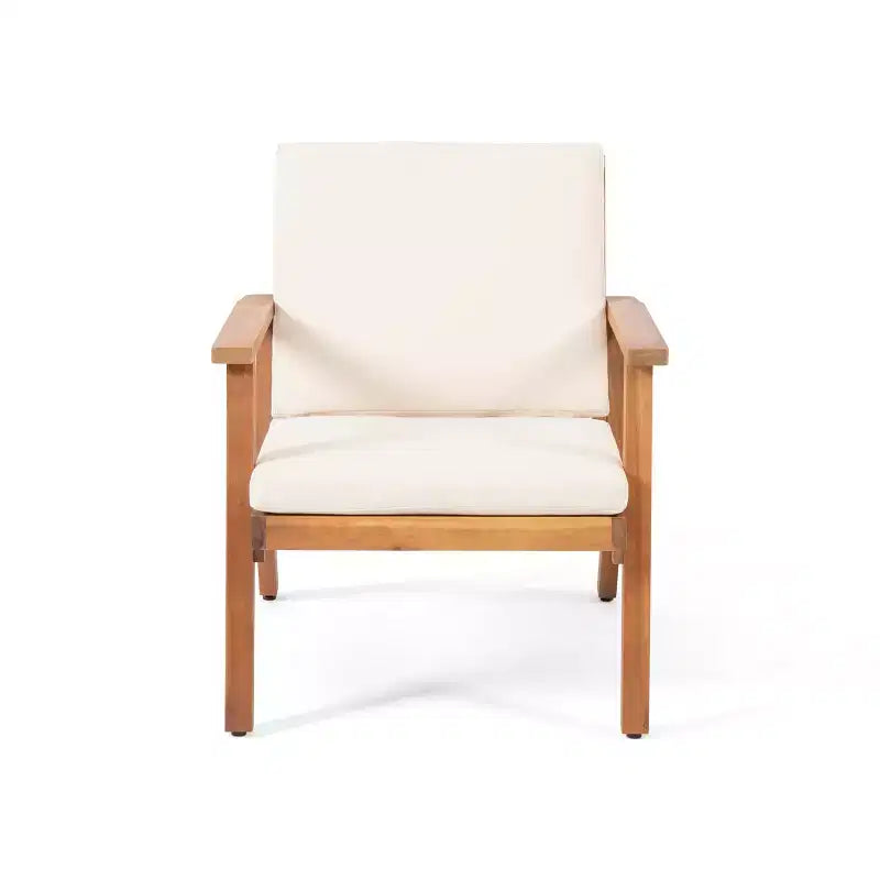 Christopher Knight Home Temecula Ensemble de conversation 5 pièces pour extérieur avec fauteuil de club et ottoman en bois d'acacia avec coussins