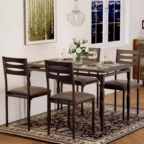 Ensemble de salle à manger 5 pièces, table et chaises de salle à manger de style industriel pour 4 personnes