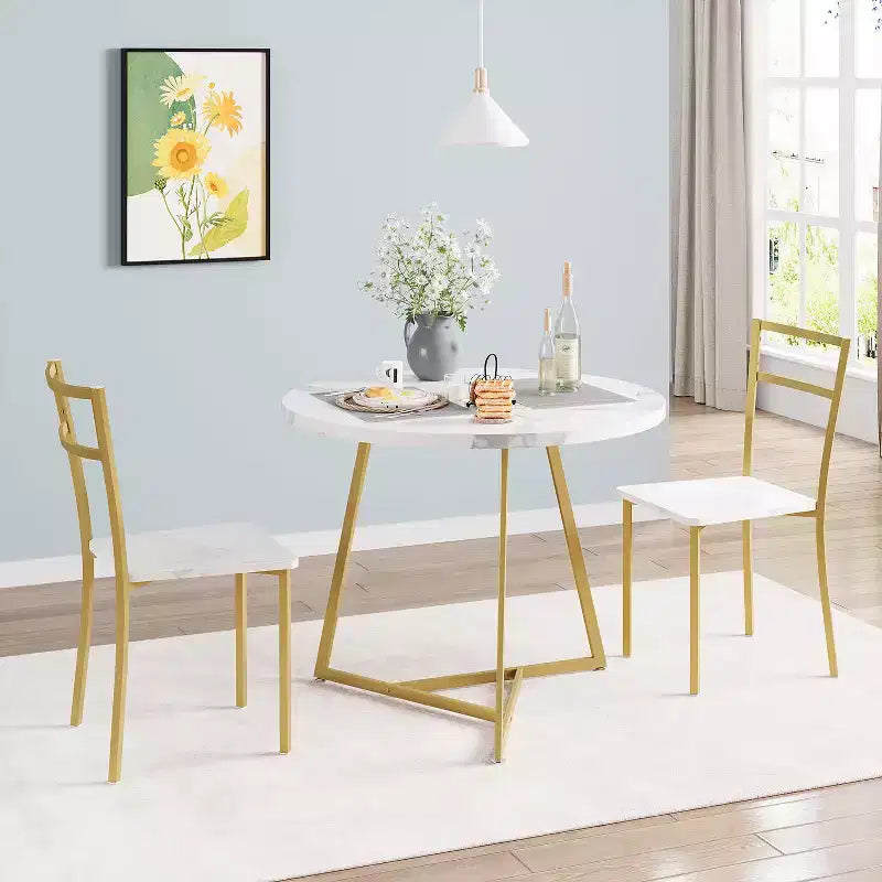Ensemble de table à manger double trois pièces, table et chaises de salle à manger doubles de cuisine, ensemble de table à manger de cuisine ronde, convient aux petits espaces, appartement