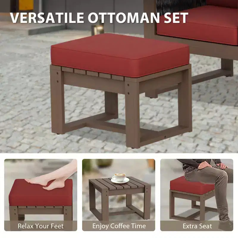 EAGLE PEAK Mobilier de patio d'extérieur en bois de cèdre naturel 3 pièces, salon de jardin d'extérieur avec poufs