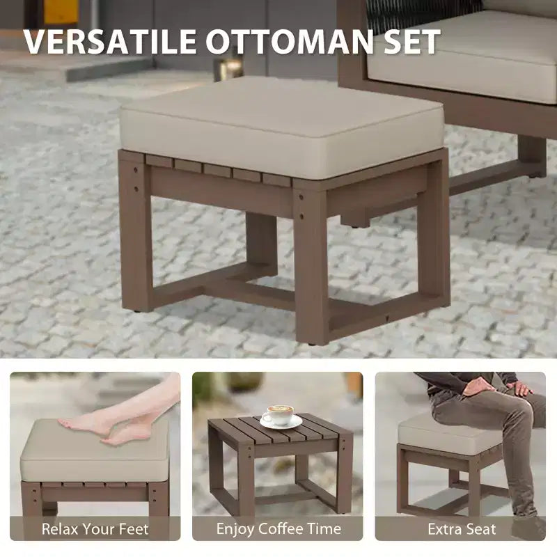 EAGLE PEAK Mobilier de patio d'extérieur en bois de cèdre naturel 3 pièces, salon de jardin d'extérieur avec poufs