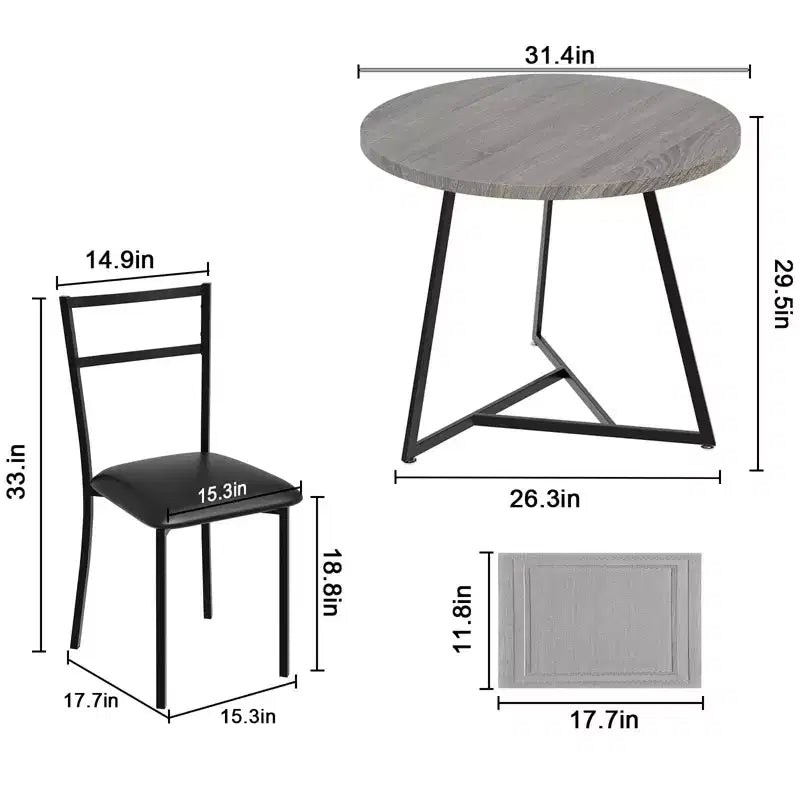 GustoWave - Ensemble table à manger et 2 chaises
