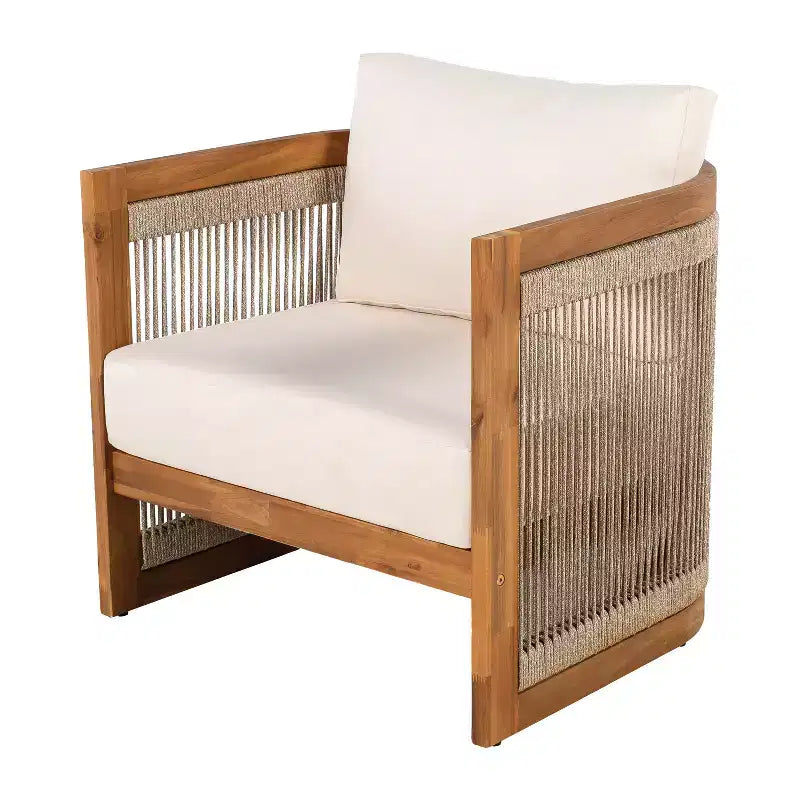 Christopher Knight Home Krizzix Ensemble de 3 pièces de mobilier d'extérieur bohème en bois d'acacia et corde tressée avec coussins