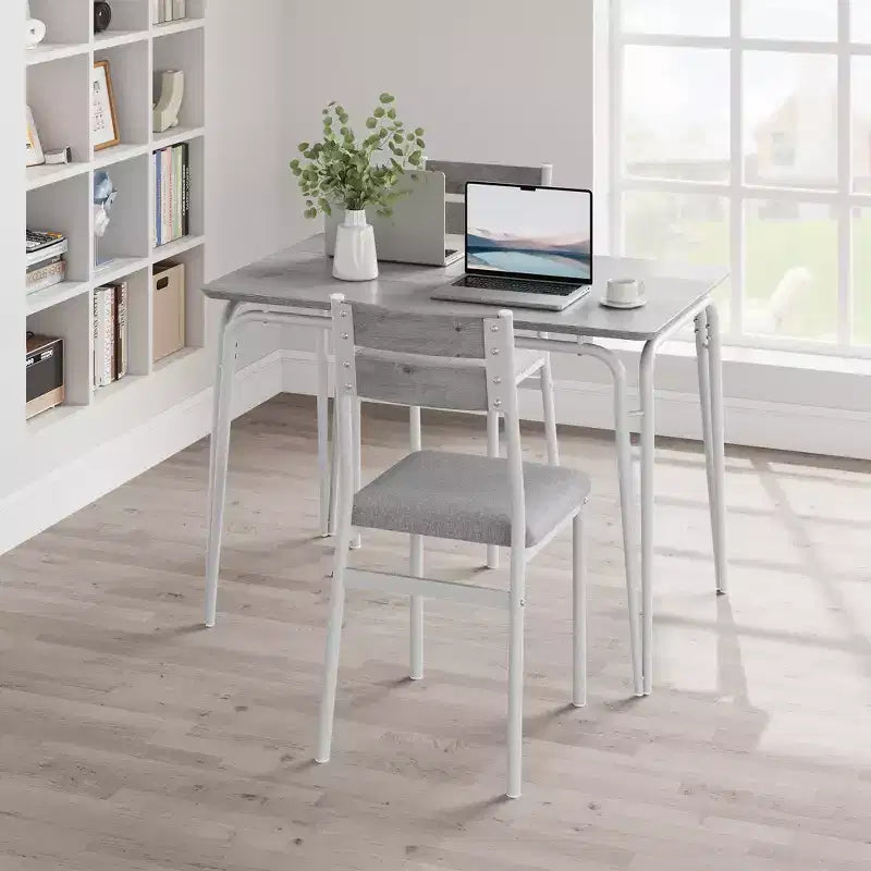 Ensemble de salle à manger 5 pièces pour 4 personnes, table et chaises carrées compactes, plateau robuste en MDF, cadre métallique, ensemble petit-déjeuner peu encombrant