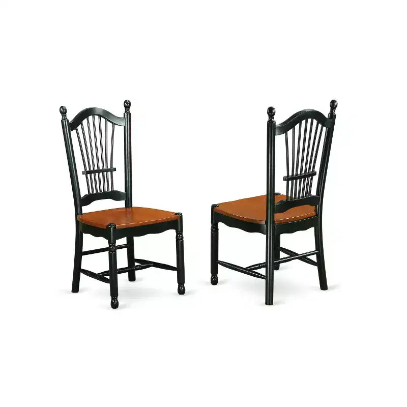 Ensemble de salle à manger Belmont HomeStock 5 pièces – 4 chaises en bois, une élégante table à manger en bois – Siège de chaise en bois finition cerisier – Structure en bois finition noire