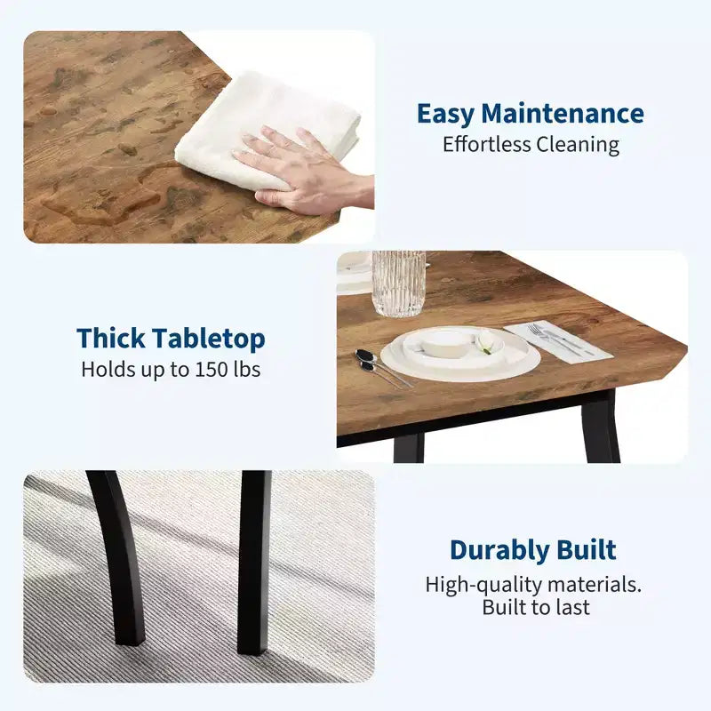 Ensemble table de salle à manger 4 places, table de cuisine à cadre métallique avec 2 bancs rembourrés, ensemble de 3 meubles de salle à manger pour appartement, studio, maison