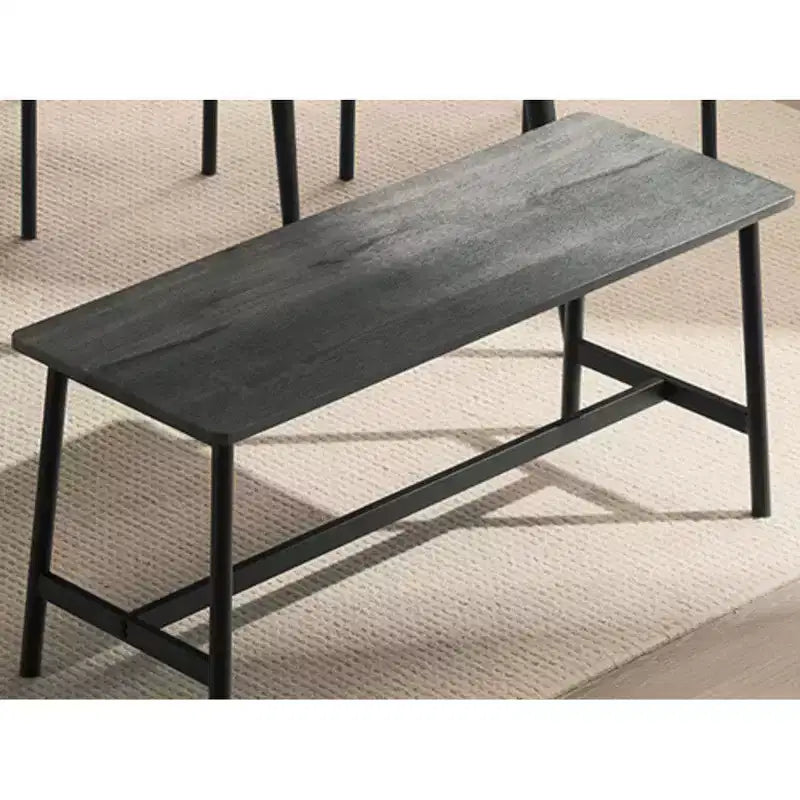 karl Home 1 Table, 1 Tabouret, 4 Chaises, Tuyau de Fer Noir, Coussin Doux Gris, Ensemble Table et Chaises de Salle à Manger