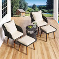 Zevemomo 5 Piece Rope Patio Furniture Set, for Backyard with Handwoven Armchairs, Ottomans, Pop-Up Cool Bar Wicker Table