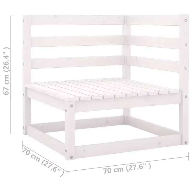 vidaXL Salon de jardin 10 pièces Canapé d'angle d'extérieur Bois de pin massif - Blanc avec coussins