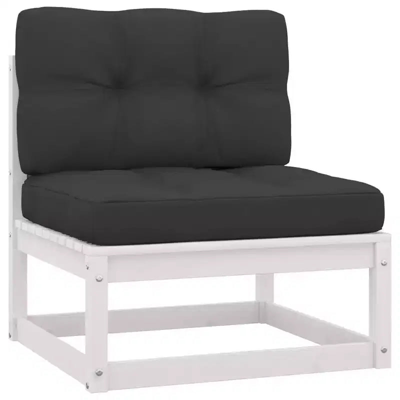 vidaXL Salon de jardin 10 pièces Canapé d'angle d'extérieur Bois de pin massif - Blanc avec coussins