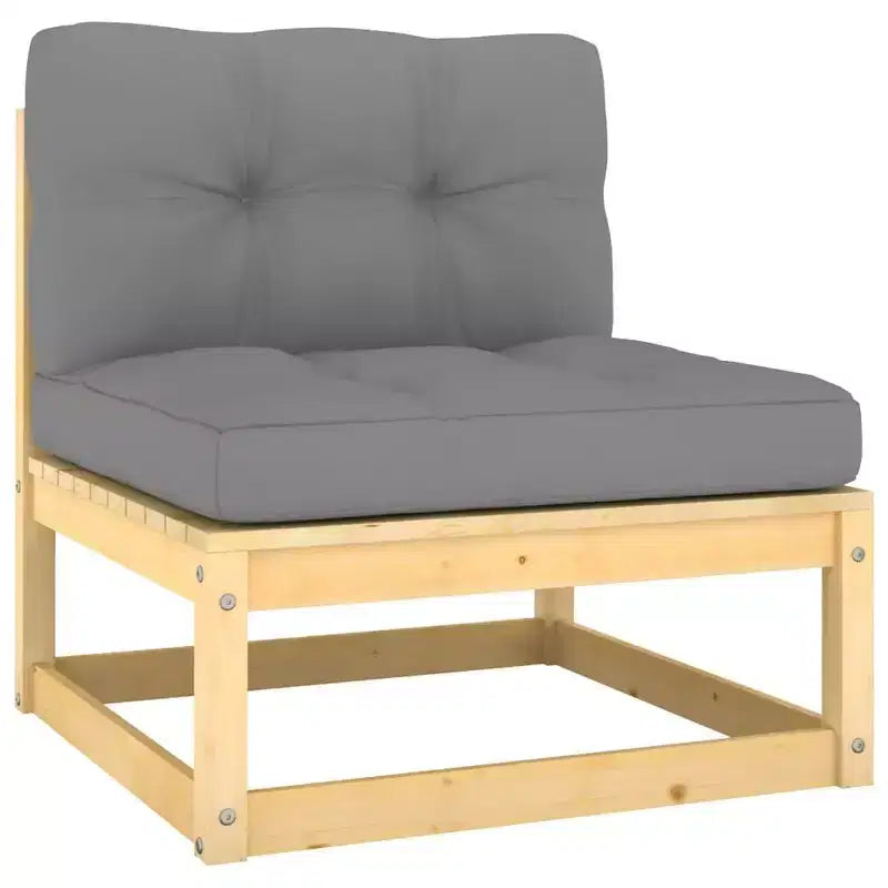 vidaXL Salon de jardin en pin avec coussins gris