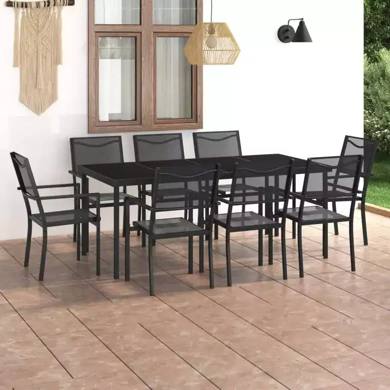 vidaXL Ensemble repas d'extérieur anthracite, noir