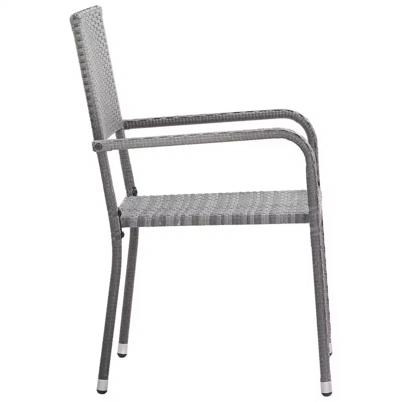 vidaXL Salon de jardin gris et noir en résine tressée, acier et verre trempé - Longueur de la table 140 cm, 4 pièces