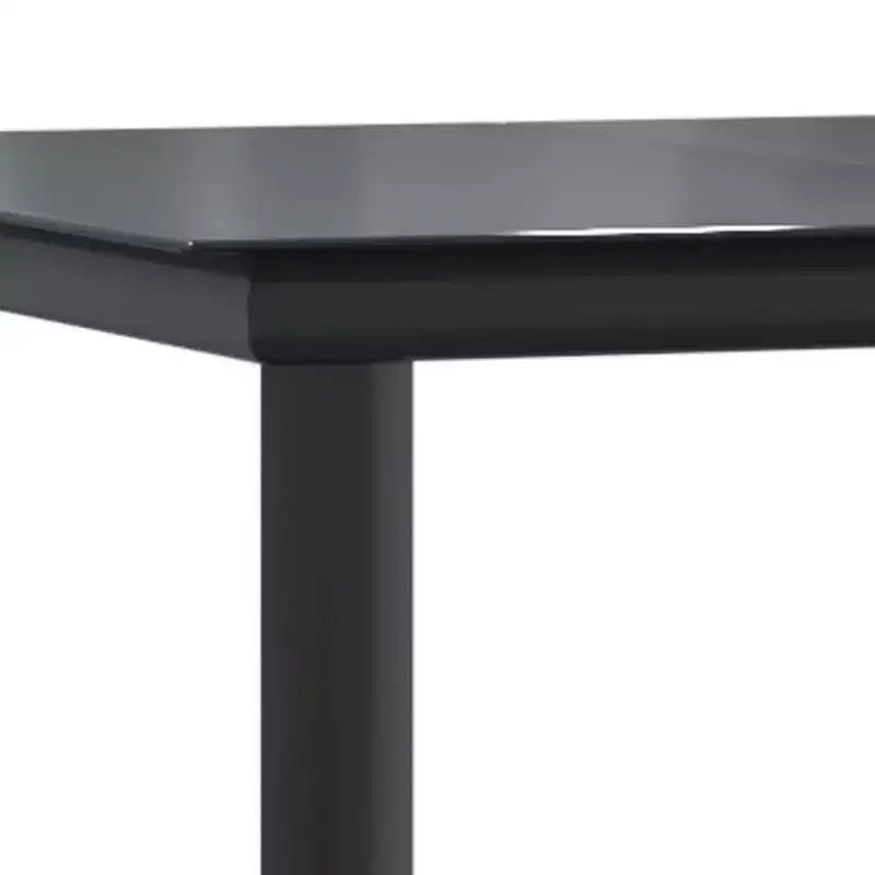 vidaXL Ensemble de jardin à dîner en rotin synthétique noir et acier, empilable, longueur de table 140 cm, 6 pièces