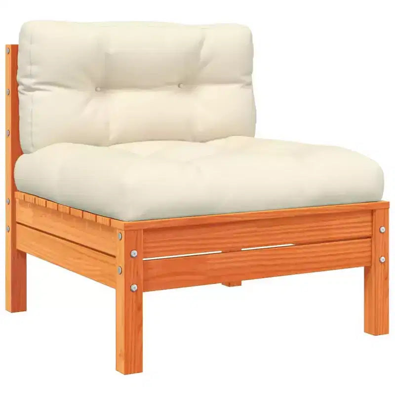 vidaXL Salon de jardin Marron cire Bois de pin massif, Tissu Oxford Grand