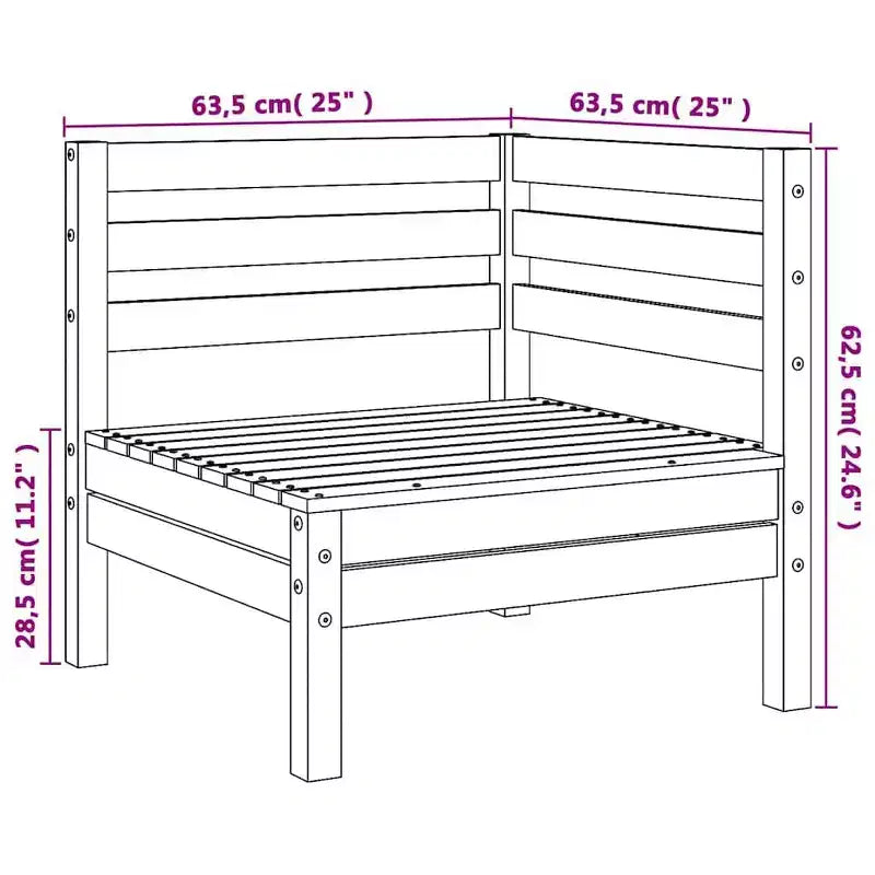 vidaXL Canapé d'angle de jardin/ensemble de jardin – Bois de pin – Design modulaire – 25x25x24.6 – Marron