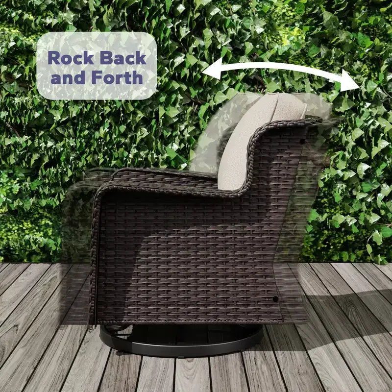 UPTIOT Ensemble de 3 Chaises Pivotantes de Patio en Rotin