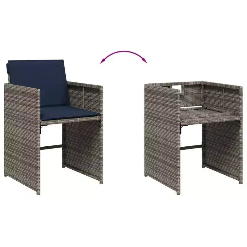 vidaXL Ensemble de salle à manger d'extérieur avec coussins Table et chaises en polyrotin gris
