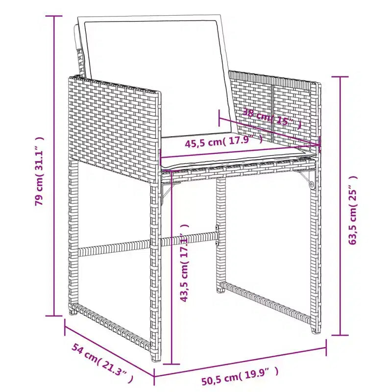 vidaXL Ensemble de salle à manger d'extérieur avec coussins Table et chaises en polyrotin gris