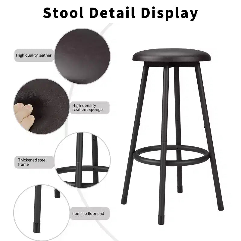 Ensemble table de bar et 4 tabourets industriels Homy Casa, marron rustique et noir, ensemble de salle à manger moderne à hauteur de comptoir