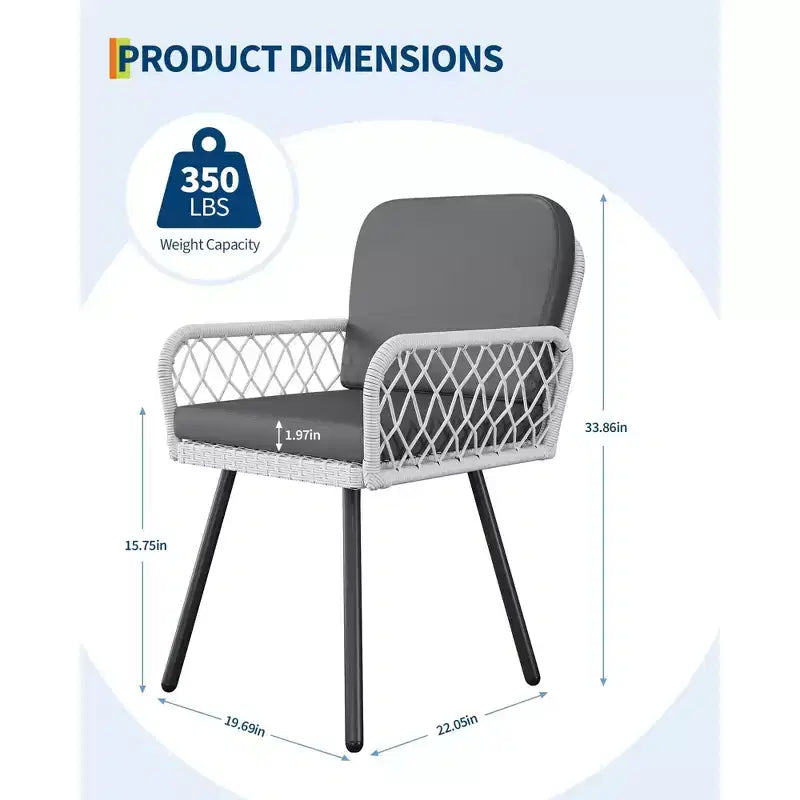 Ensemble de salle à manger d'extérieur 7 pièces avec coussins gris, table en verre trempé et chaises en rotin PE résistant aux intempéries pour patio, jardin, bord de piscine