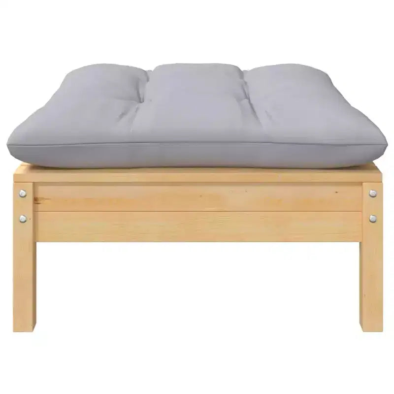 vidaXL Salon de jardin 7 pièces en pin massif avec coussins - Marron et gris