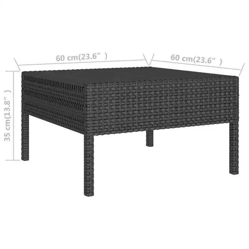 vidaXL Salon de jardin modulable - 8 pièces - Noir - Résine tressée avec coussins - Résistant aux intempéries, robuste et confortable