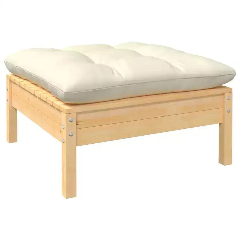 vidaXL Salon de jardin 9 pièces en pin massif avec coussins crème – Configuration modulable pour jardin, terrasse et espaces extérieurs