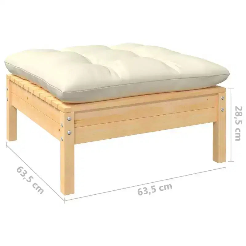 vidaXL Salon de jardin 9 pièces en pin massif avec coussins crème – Configuration modulable pour jardin, terrasse et espaces extérieurs
