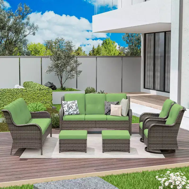 Ensemble de conversation de patio en osier 6 pièces UPTIOT Ensemble de sièges en rotin
