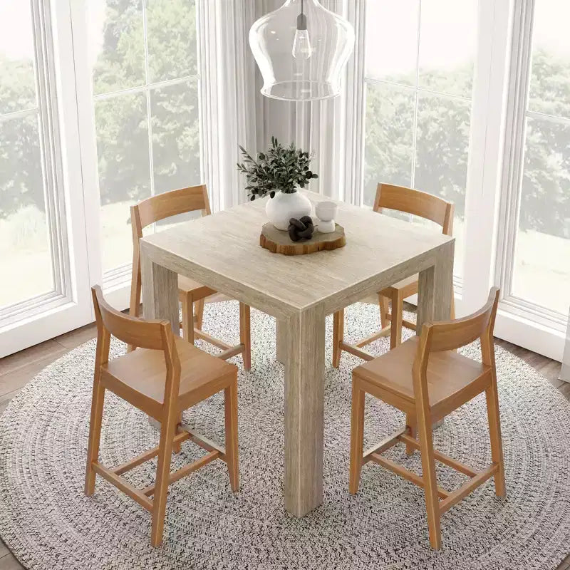Table haute de comptoir moderne Plank and Beam + 2 chaises de comptoir modernes (paquet de 2)