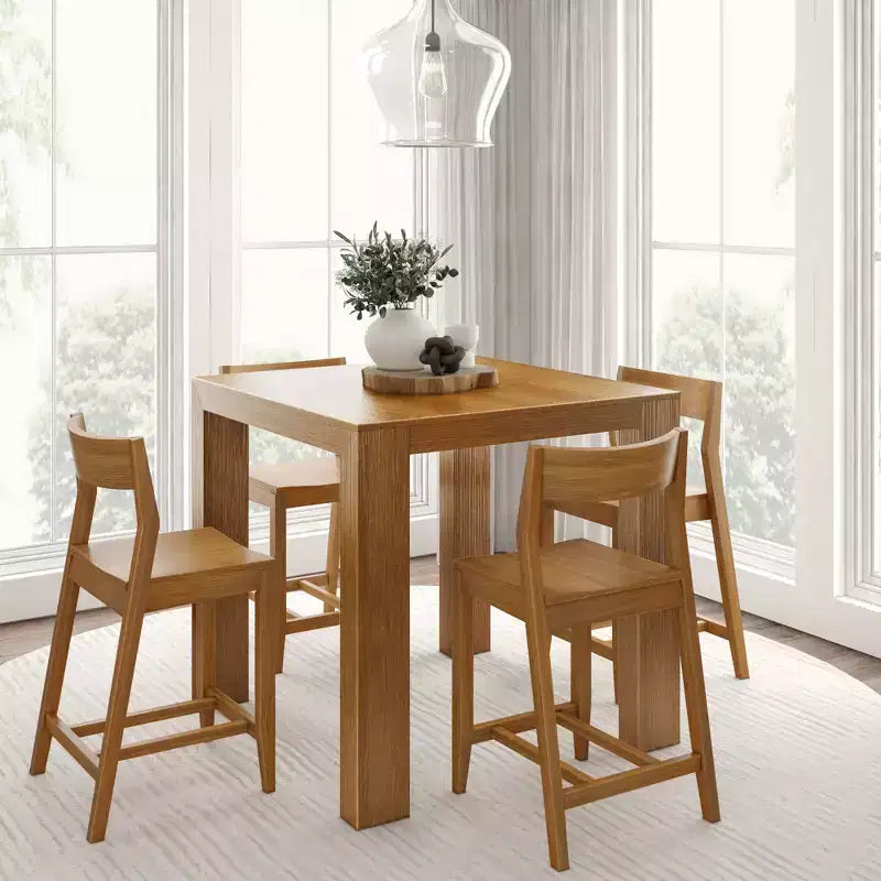 Table haute de comptoir moderne Plank and Beam + 2 chaises de comptoir modernes (paquet de 2)