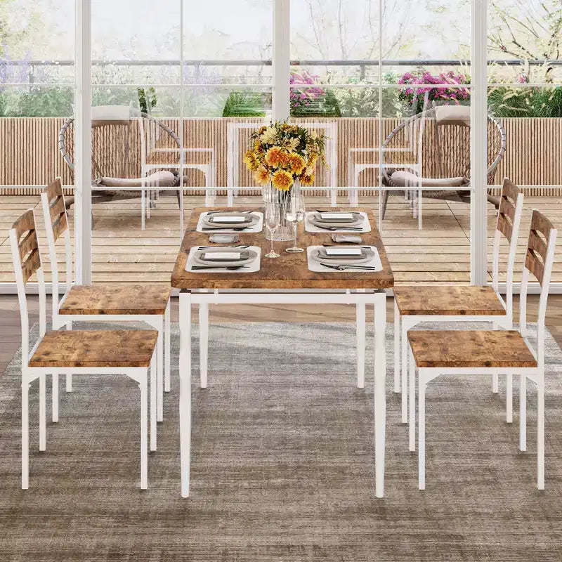 Ensemble table à manger pour 4, pieds de table en spirale, sièges ergonomiques confortables, ensemble table de bar, pour petits espaces, cuisine, appartement