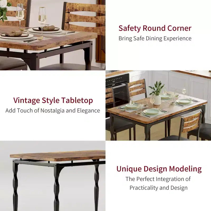 Ensemble table à manger pour 4, pieds de table en spirale, sièges ergonomiques confortables, ensemble table de bar, pour petits espaces, cuisine, appartement
