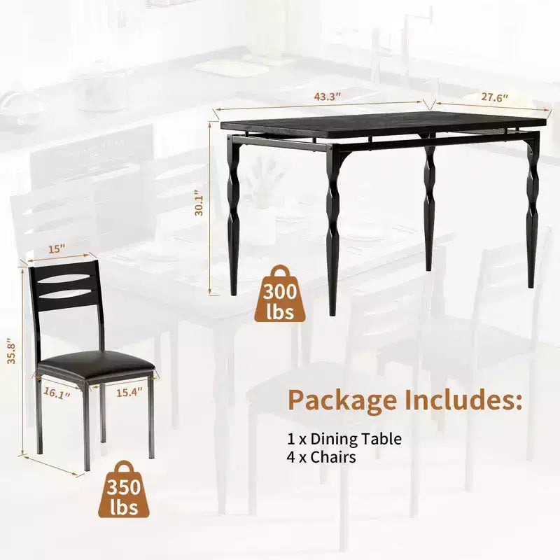 Ensemble table à manger pour 4, pieds de table en spirale, sièges ergonomiques confortables, ensemble table de bar, pour petits espaces, cuisine, appartement