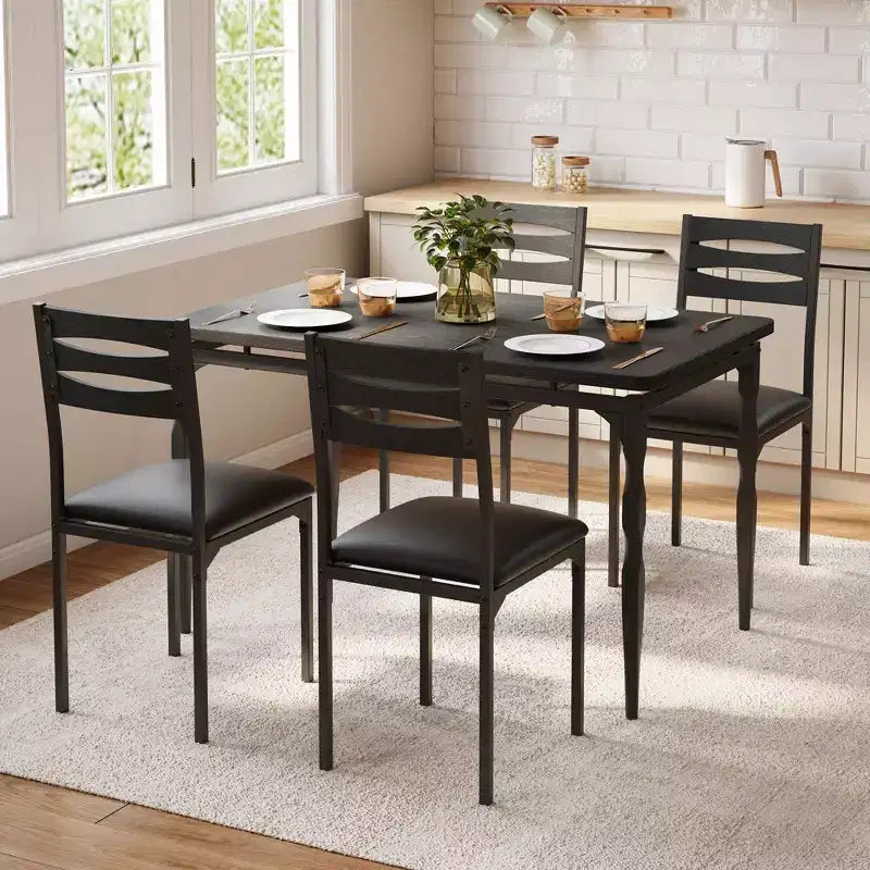 Ensemble table à manger pour 4, pieds de table en spirale, sièges ergonomiques confortables, ensemble table de bar, pour petits espaces, cuisine, appartement