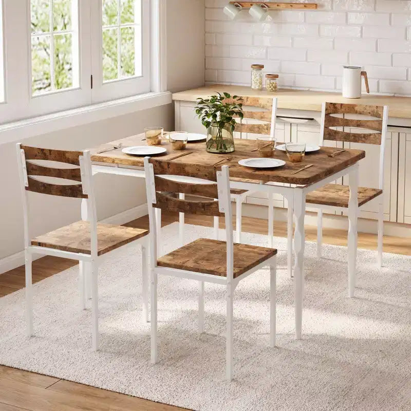 Ensemble table à manger pour 4, pieds de table en spirale, sièges ergonomiques confortables, ensemble table de bar, pour petits espaces, cuisine, appartement