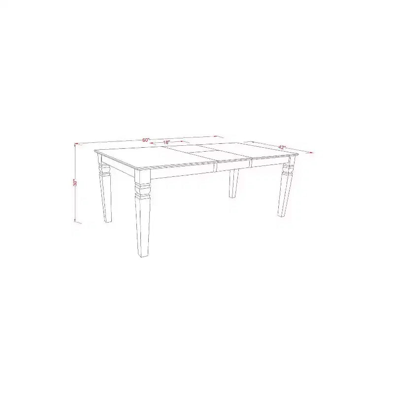 Ensemble de salle à manger 7 pièces, table de cuisine rectangulaire avec 6 chaises - rallonge de 42/60 et pieds noirs